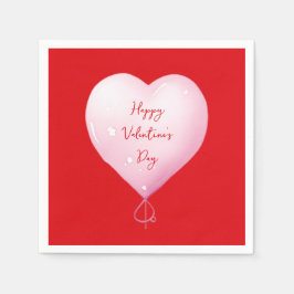 Valentinstag glückliches Herz Brauch hell rot Serviette