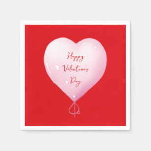 Valentinstag glückliches Herz Brauch hell rot Serviette