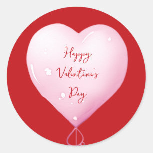 Valentinstag glückliches Herz rosa Schrift Runder Aufkleber