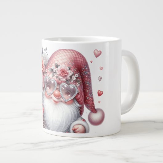 Valentinstag Gnome Jumbo-Tasse (Vorderseite Rechts)