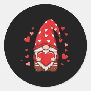 Valentinstag Gnome Liebe Holding Red Heart Runder Aufkleber