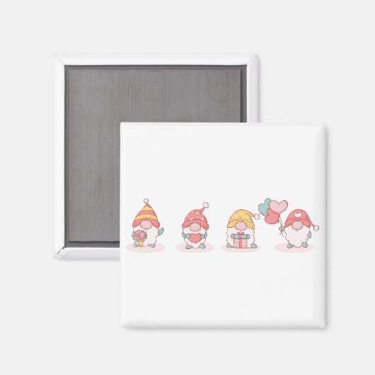 Valentinstag Gnome. Magnet (Vorderseite/Rückseite)