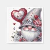Valentinstag Gnome Papier Napkins Serviette (Vorderseite)
