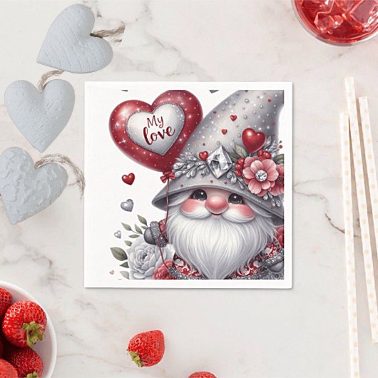 Valentinstag Gnome Papier Napkins Serviette