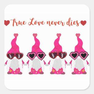 Valentinstag-Gnome Quadratischer Aufkleber