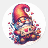 Valentinstag Gnome, Runder Aufkleber (Vorderseite)