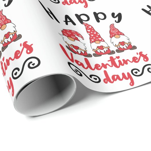 Valentinstag Gnome Schwedische Tomte Geschenkpapier (Rolleneckpunkt)