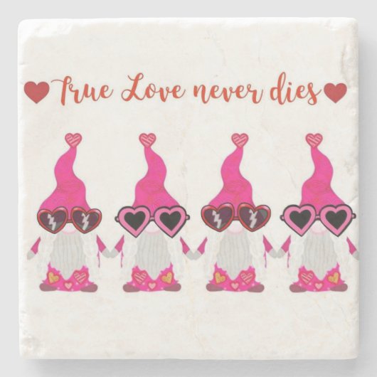 Valentinstag-Gnome Steinuntersetzer (Vorderseite)