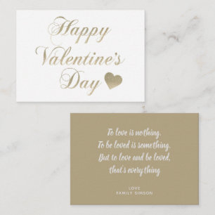 Valentinstag Gold Glitter Herz  Mitteilungskarte