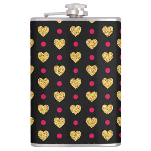 Valentinstag Gold Herz Muster-23655 Flachmann