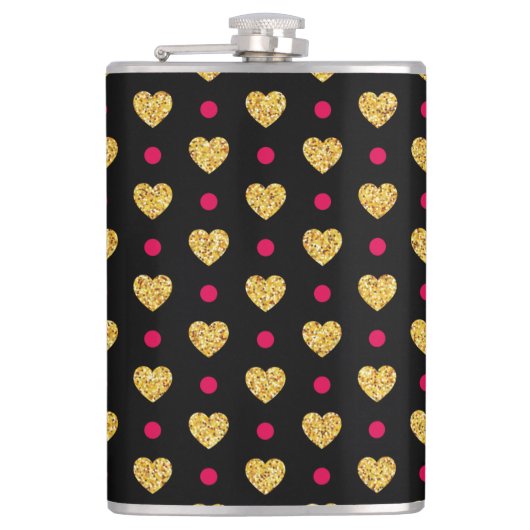 Valentinstag Gold Herz Muster-23655 Flachmann (Vorderseite)