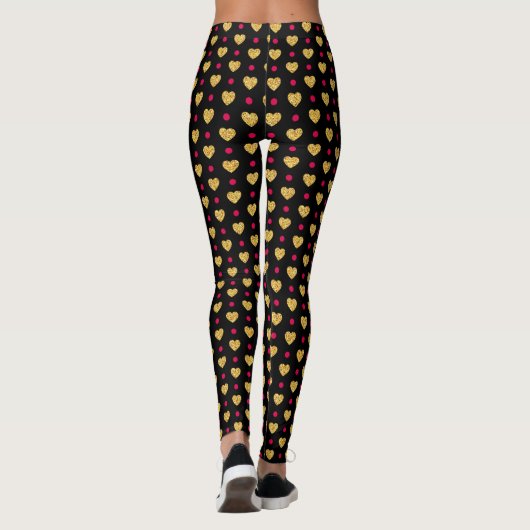 Valentinstag Gold Herz Muster Leggings (Rückseite)