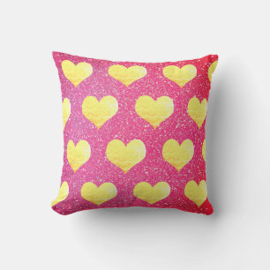 Valentinstag Gold Herz Muster Rosa Glitzer Kissen