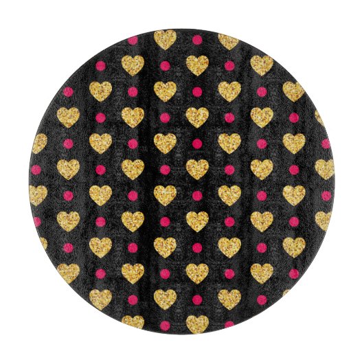 Valentinstag Gold Herz Muster Schneidebrett (Vorderseite)