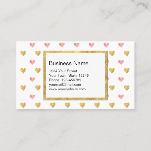 Valentinstag Gold Rosa Glitzer Herz Rabattkarte (Rückseite)