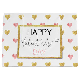 Valentinstag Gold Rosa Herz Große Geschenktasche Große Geschenktüte