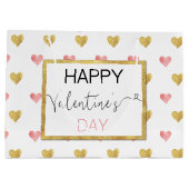 Valentinstag Gold Rosa Herz Große Geschenktasche Große Geschenktüte (Rückseite)