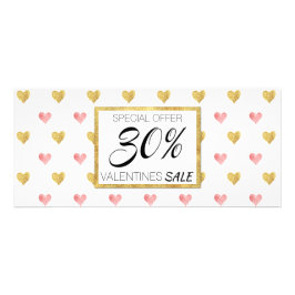 Valentinstag Gold rosa Herzen - Ermäßigungskarte Werbekarte