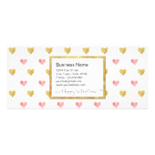 Valentinstag Gold rosa Herzen - Ermäßigungskarte Werbekarte (Hinten)