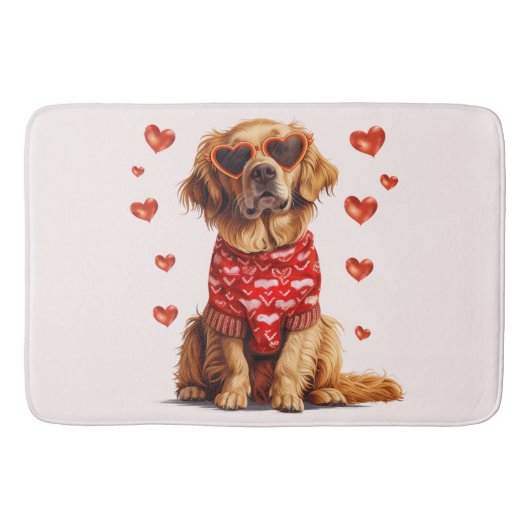 Valentinstag Golden Retriever Dog Badematte (Vorderseite)