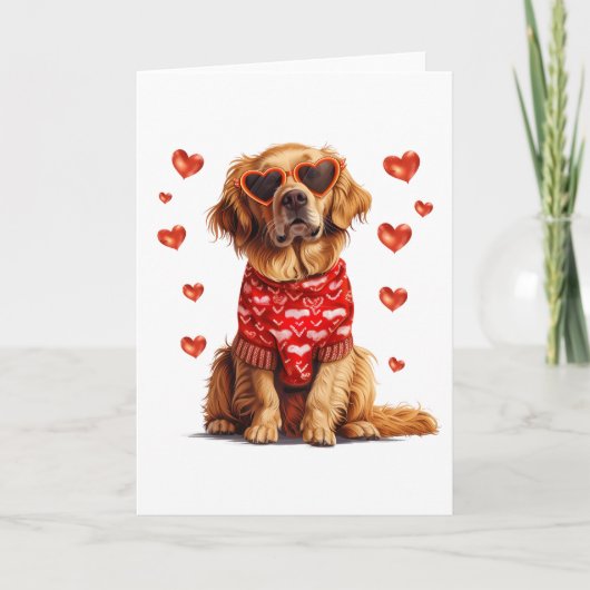 Valentinstag Golden Retriever Dog Feiertagskarte (Vorderseite)