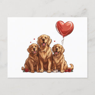 Valentinstag Golden Retriever Dog Feiertagspostkarte