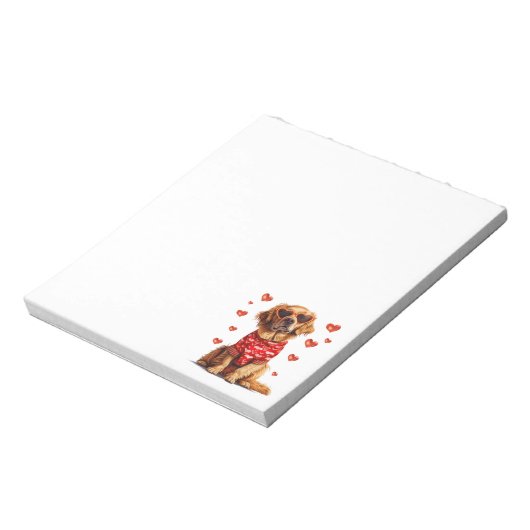 Valentinstag Golden Retriever Dog Notizblock (Rotiert)