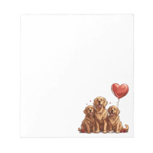 Valentinstag Golden Retriever Dog Notizblock