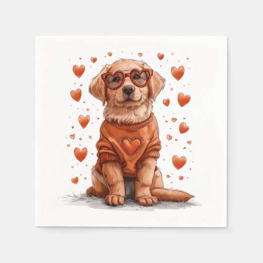 Valentinstag Golden Retriever Hund Serviette (Vorderseite)