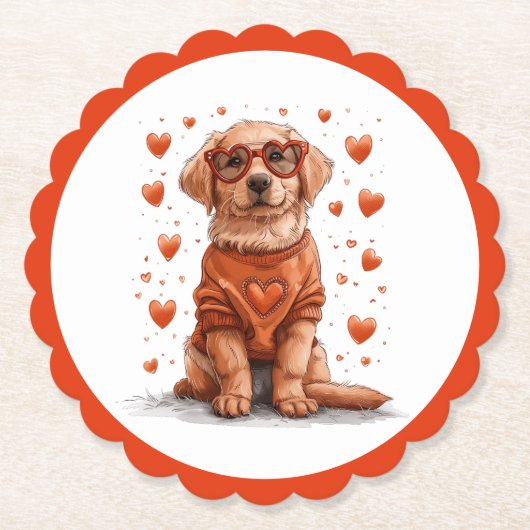 Valentinstag Golden Retriever Hund Untersetzer (Vorderseite)