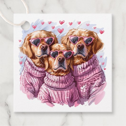 Valentinstag Golden Retriever Hunde Geschenkanhänger (Vorderseite)