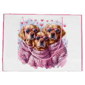 Valentinstag Golden Retriever Hunde Große Geschenktüte (Rückseite)