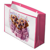 Valentinstag Golden Retriever Hunde Große Geschenktüte (Vorderseite Schrägansicht)