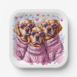 Valentinstag Golden Retriever Hunde Pappteller