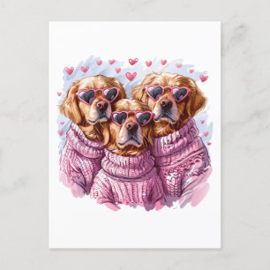 Valentinstag Golden Retriever Hunde Postkarte