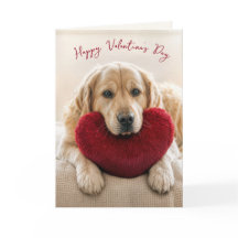Valentinstag Golden Retriever mit Herz-Kissen