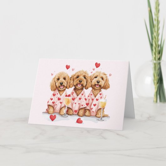 Valentinstag Goldendoodle Hunde Feiertagskarte (Vorderseite)