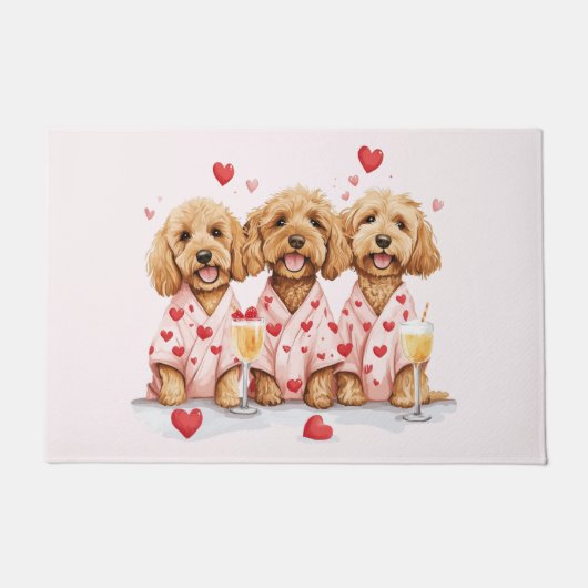 Valentinstag Goldendoodle Hunde Fußmatte (Vorderseite)