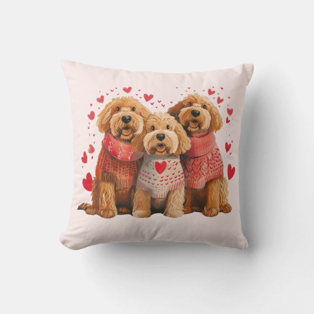 Valentinstag Goldendoodle Hunde Kissen (Vorderseite)