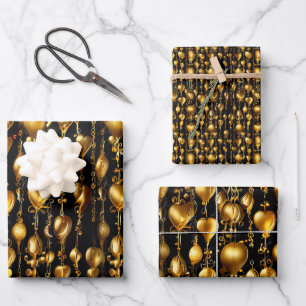 Valentinstag Goldene Herzen der Liebe Geschenkpapier Set