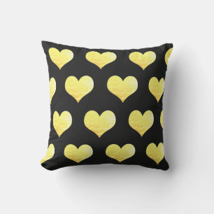 Valentinstag Goldene Herzen Golden Schwarzer Glitt Kissen