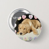 Valentinstag Goldener Retriever Button (Vorne & Hinten)