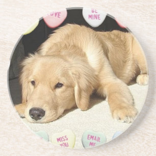 Valentinstag Goldener Retriever Getränkeuntersetzer