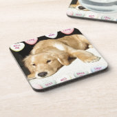Valentinstag Goldener Retriever Untersetzer (Linke Seite)