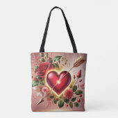 Valentinstag Goldenes Herz und Rose Tasche (Rückseite)