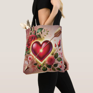 Valentinstag Goldenes Herz und Rose Tasche