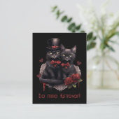 Valentinstag Goth Cats Feiertagspostkarte (Stehend Vorderseite)