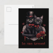 Valentinstag Goth Cats Feiertagspostkarte (Vorne/Hinten)