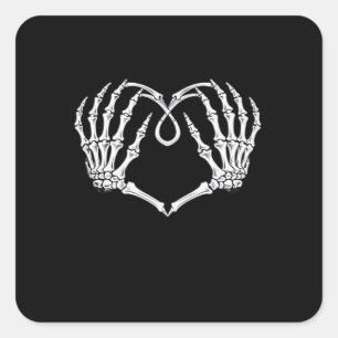 Valentinstag Gothic Heart with Skeleton Hands Va Quadratischer Aufkleber