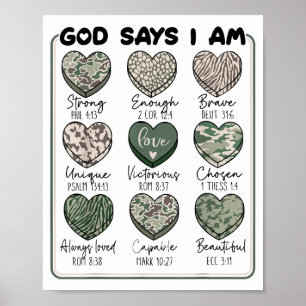 Valentinstag Gott sagt ich bin Herz Mädchen Frauen Poster